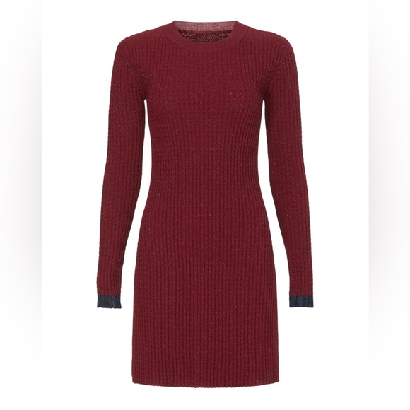 bodycon dress hot pink Burgundy Chunky Knit Long Sleeve Sweater Dress main image 1
